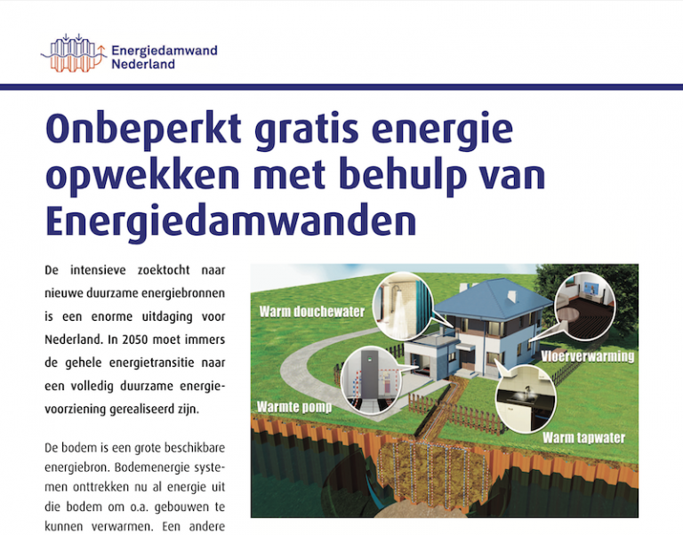 Gratis energie opwekken flyer over de Energiedamwand TEO